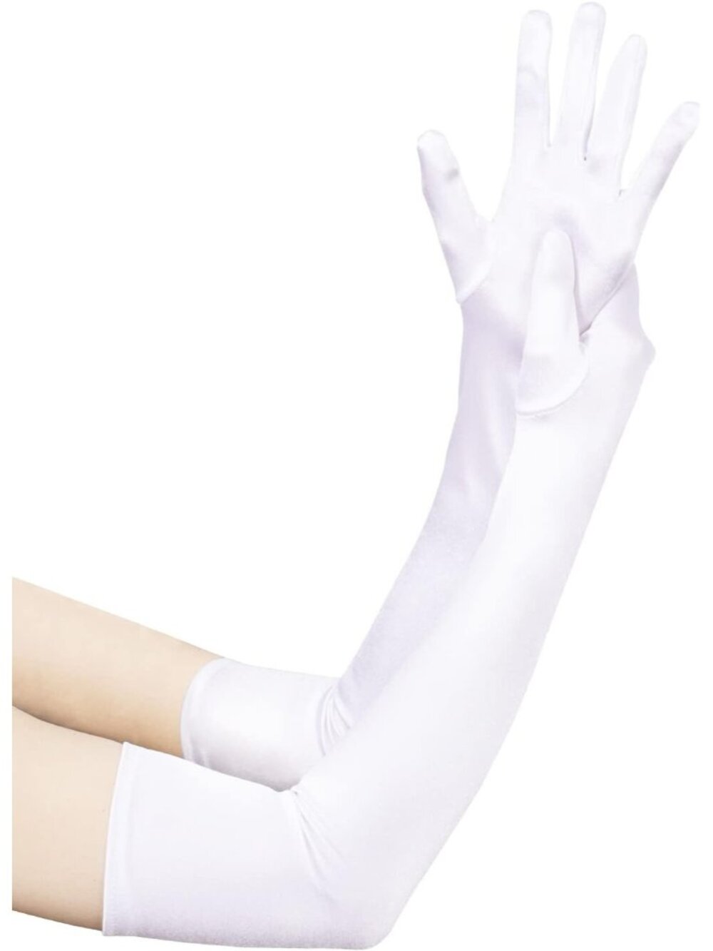 Women White Satin Long Length Mitten Bridal Wedding Party Velvet Gloves